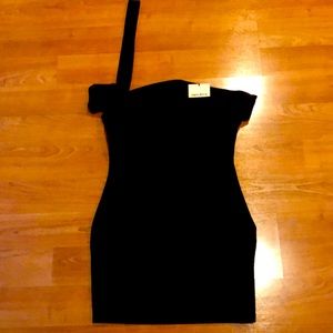 Black mink dress with cross shoulder strap